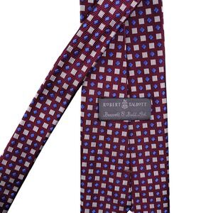 Robert Talbott Tie Best Of Class Hand Sewn Geometric Jacquard Silk Made USA 57"